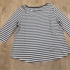 Studio Works Black and White Striped Long Sleeve Top